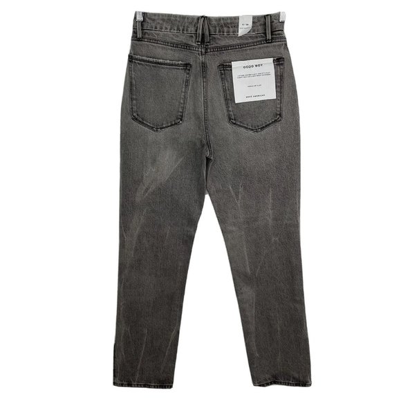 GOOD AMERICAN Good Boy Straight Jean Black 6 NWT High Waist Button Fly Curvy - Picture 4 of 11